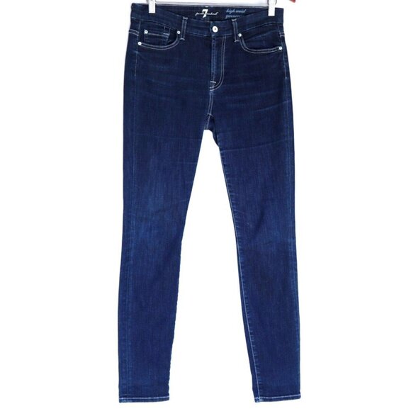7 For All Mankind Women's Size 29 Blue Skinny Jeans High Waist Gwenevere Denim - Picture 1 of 7